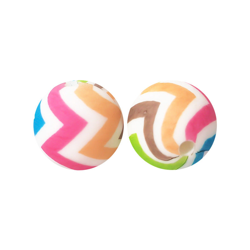 15mm Leopard Print Silicone Beads - Water Transfer Printed Daisy Round Beads for DIY Jewelry, Bead Pens, Loose Beads Wholesale #51-100