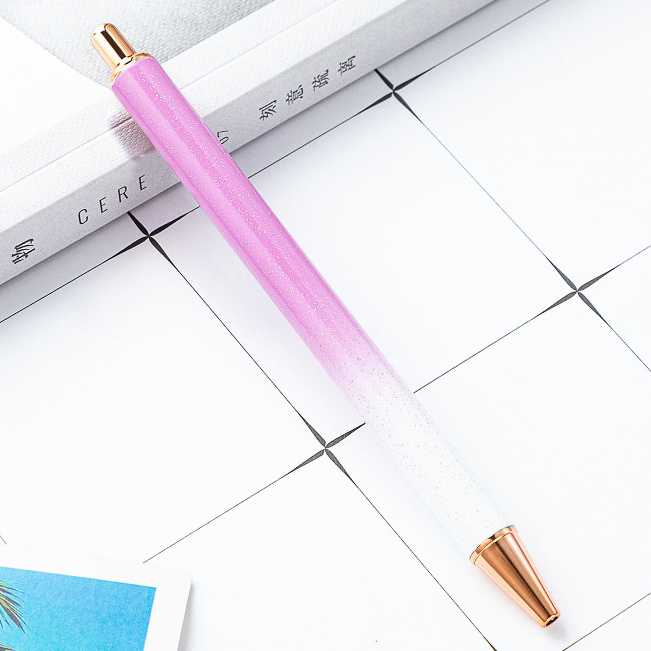 High-value metal press ballpoint pen, new creative glitter, metal stationery pen for students, spot press pen