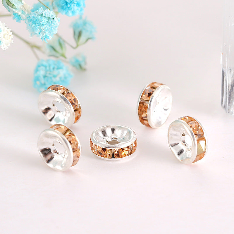 12Mm Hand-drilled Ring Spacer Beads, Colored Bracelet with Diamond Spacer Wheel Ring DIY Jewelry Accessories