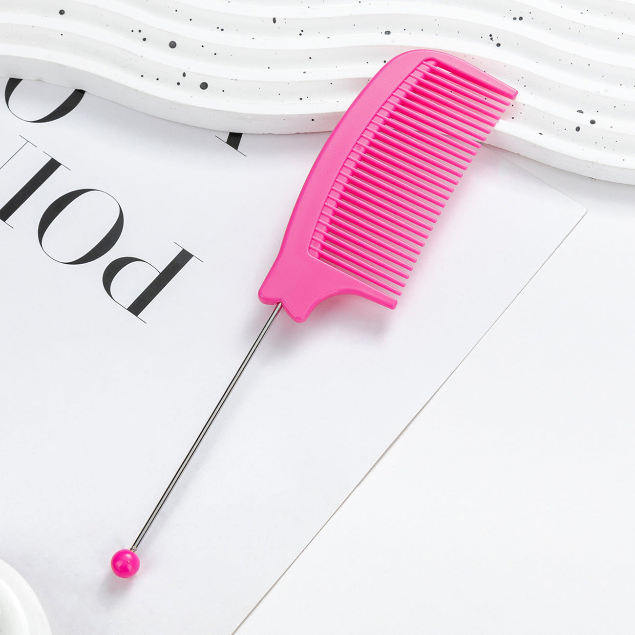 DIY Beaded Comb Hair Highlights Comb Beauty Styling Comb Steel Needle Comb Plastic Tip Tail Comb Hair Salon Hair Tool