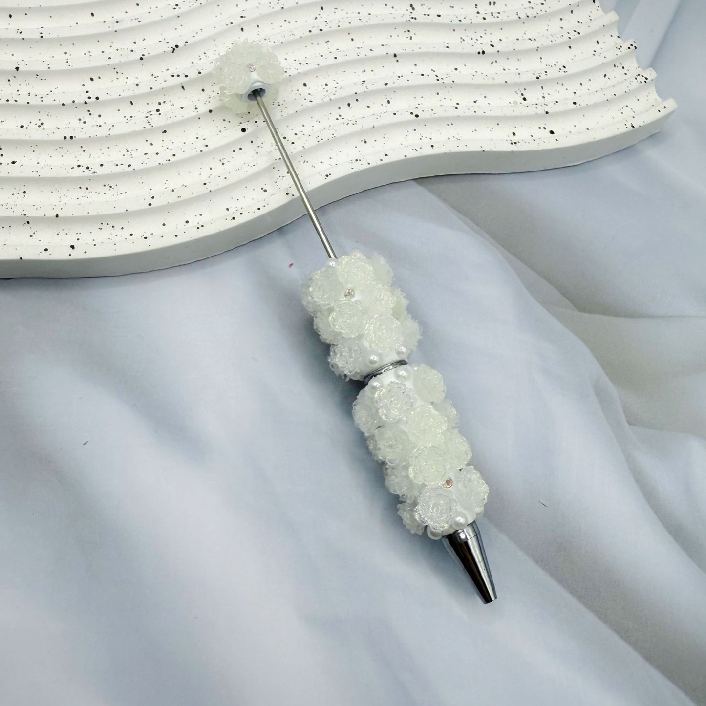 Rose Full Diamond Ball Pen High Value Handmade Heavy Industry Grain Pen Broken Ice Blue Theme Ball Pen Set