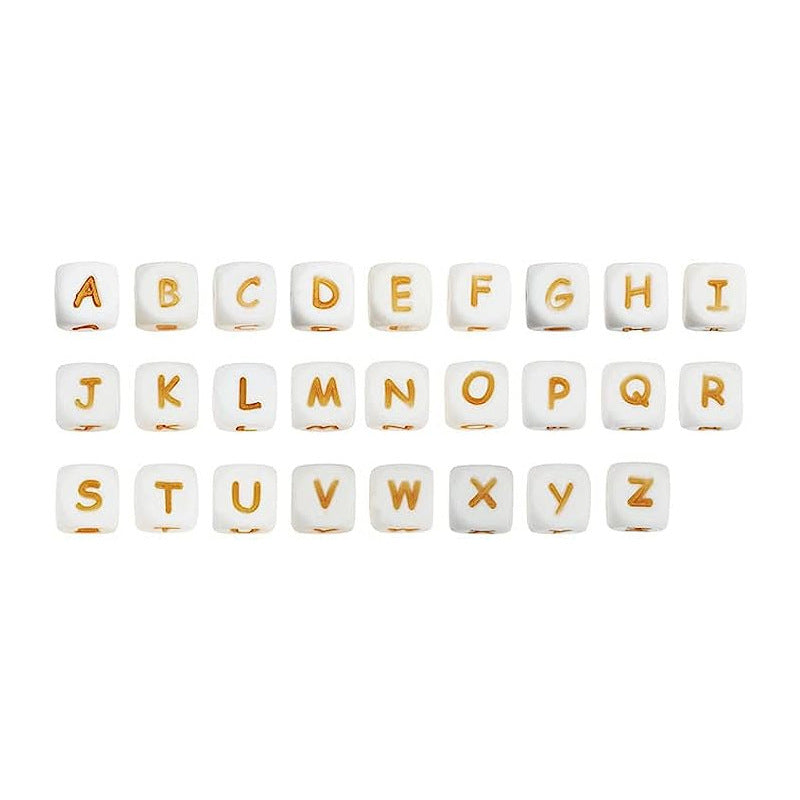 12Mm English Alphabet Silicone Beads Baby Teething Beads DIY Pacifier Chain Beaded Loose Beads Alphabet Beads