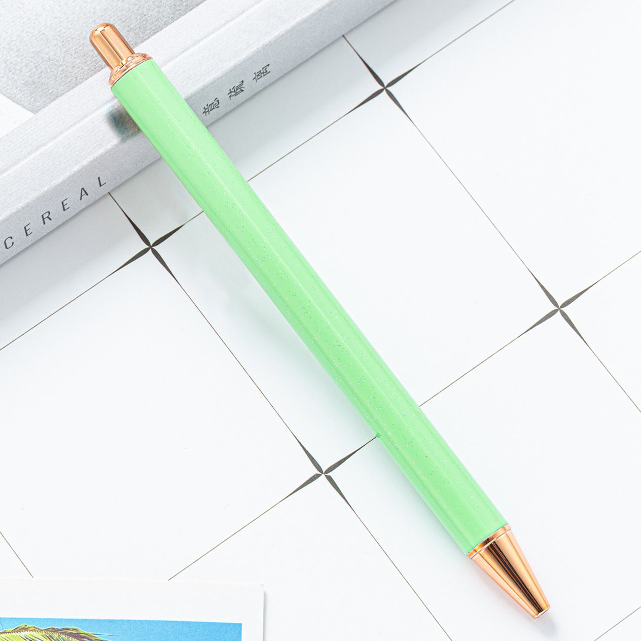 High-value metal press ballpoint pen, new creative glitter, metal stationery pen for students, spot press pen