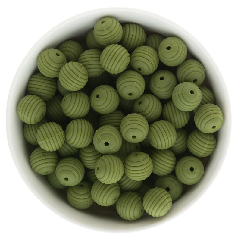 Spot 15mm silicone threaded beads food grade material baby toothpaste chain loose beads DIY accessories honeycomb beads wholesale