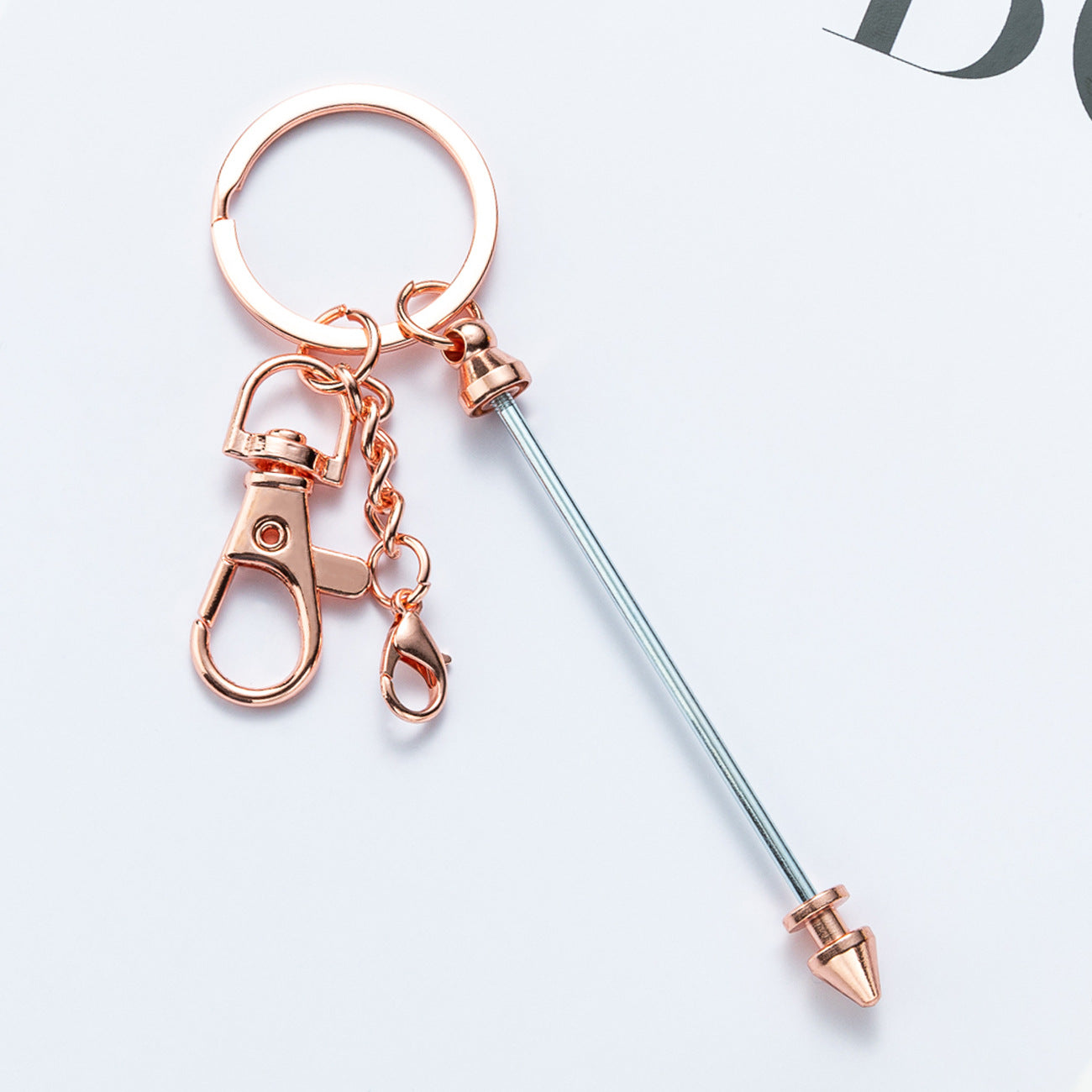 New DIY metal beaded keychain conical bullet pole key chain, luggage pendant pendant keychain