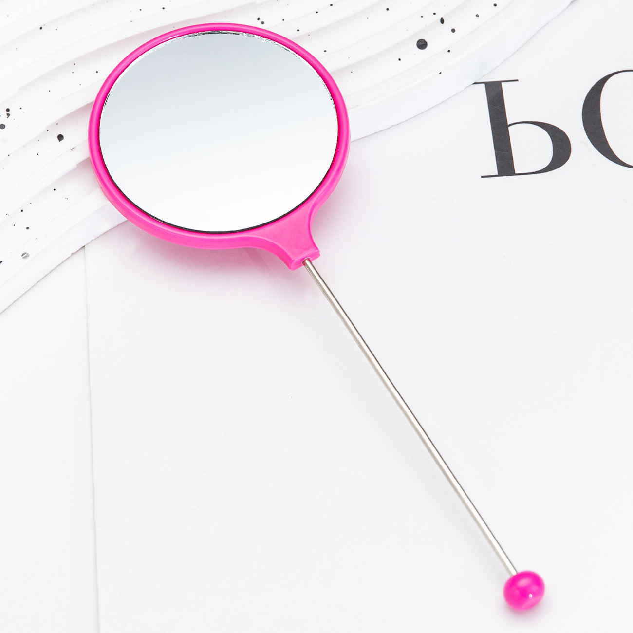 New DIY beaded handle mirror handheld makeup mirror portable single-sided vanity mirror plastic portable makeup mirror