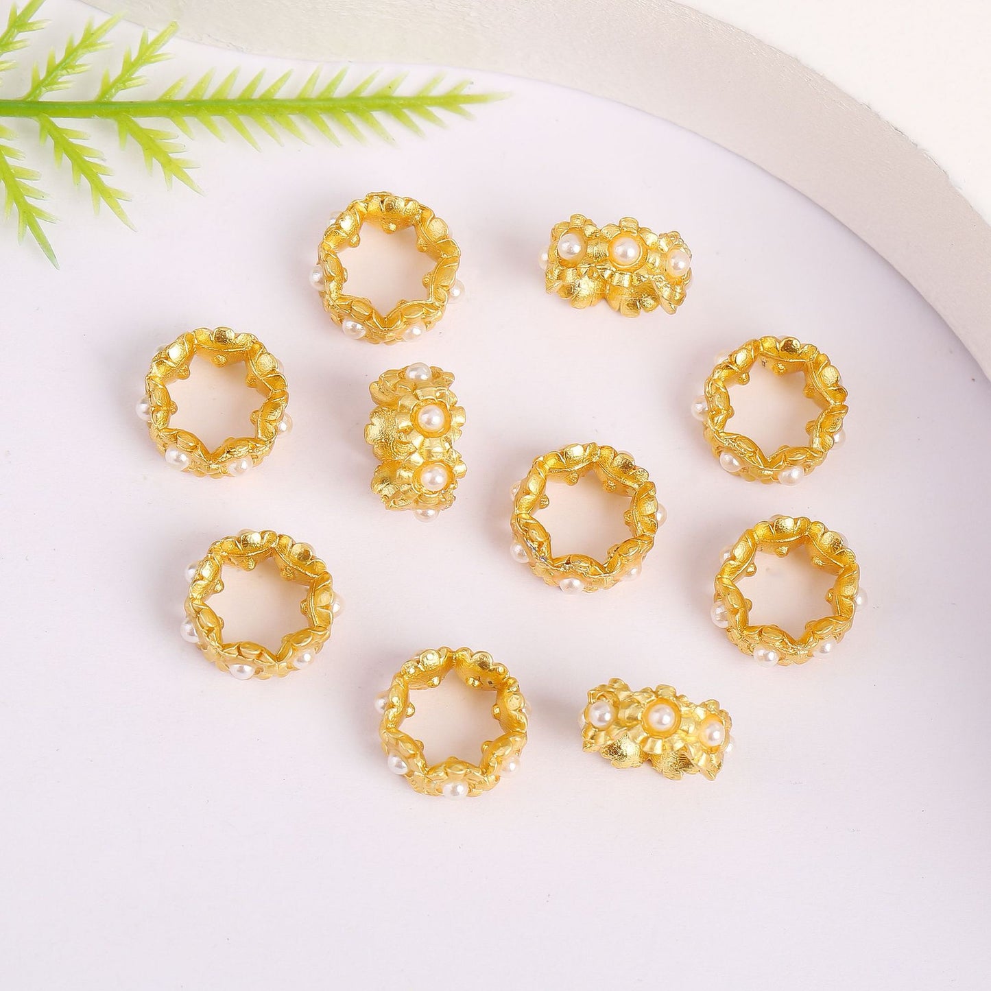 Ancient gold inlaid bead zircon wreath bead diy beaded bracelet braided rope bead bracelet ending ring