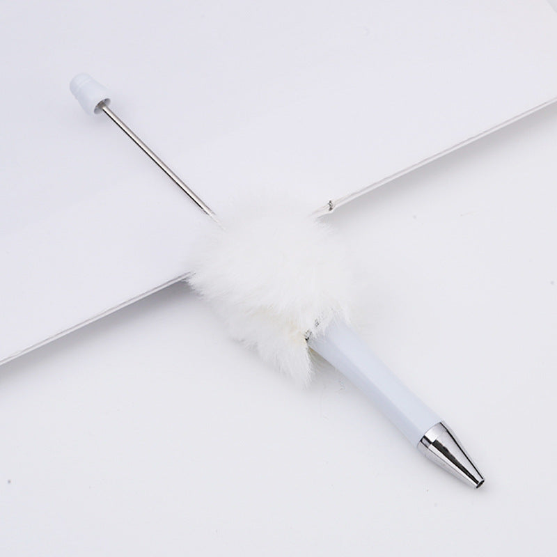 DIY plush bead pen new bead-piercing hairball bead pen cross-border Beadedpen cute cartoon gift pen