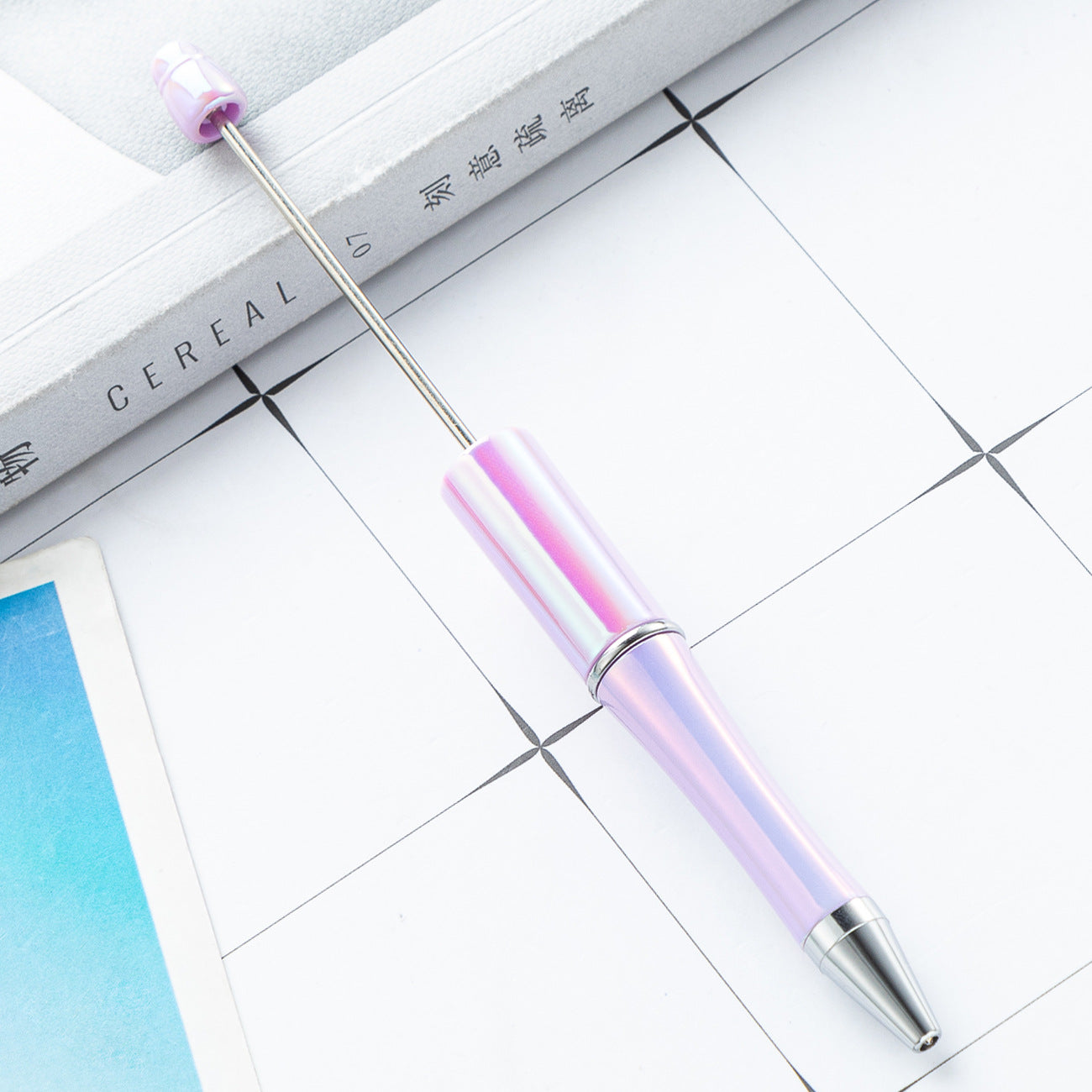 Cross-border plastic bead pen wholesale student creative handmade DIY ballpoint pen new UV gradual change bead pen wholesale