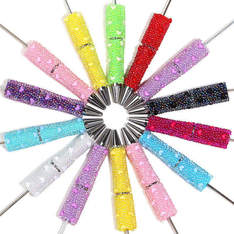 New Creative Love Bubble Bead Pen Light Luxury Fashion Full Diamond Bead Pen Cross-border Bubble Love Moe Pen