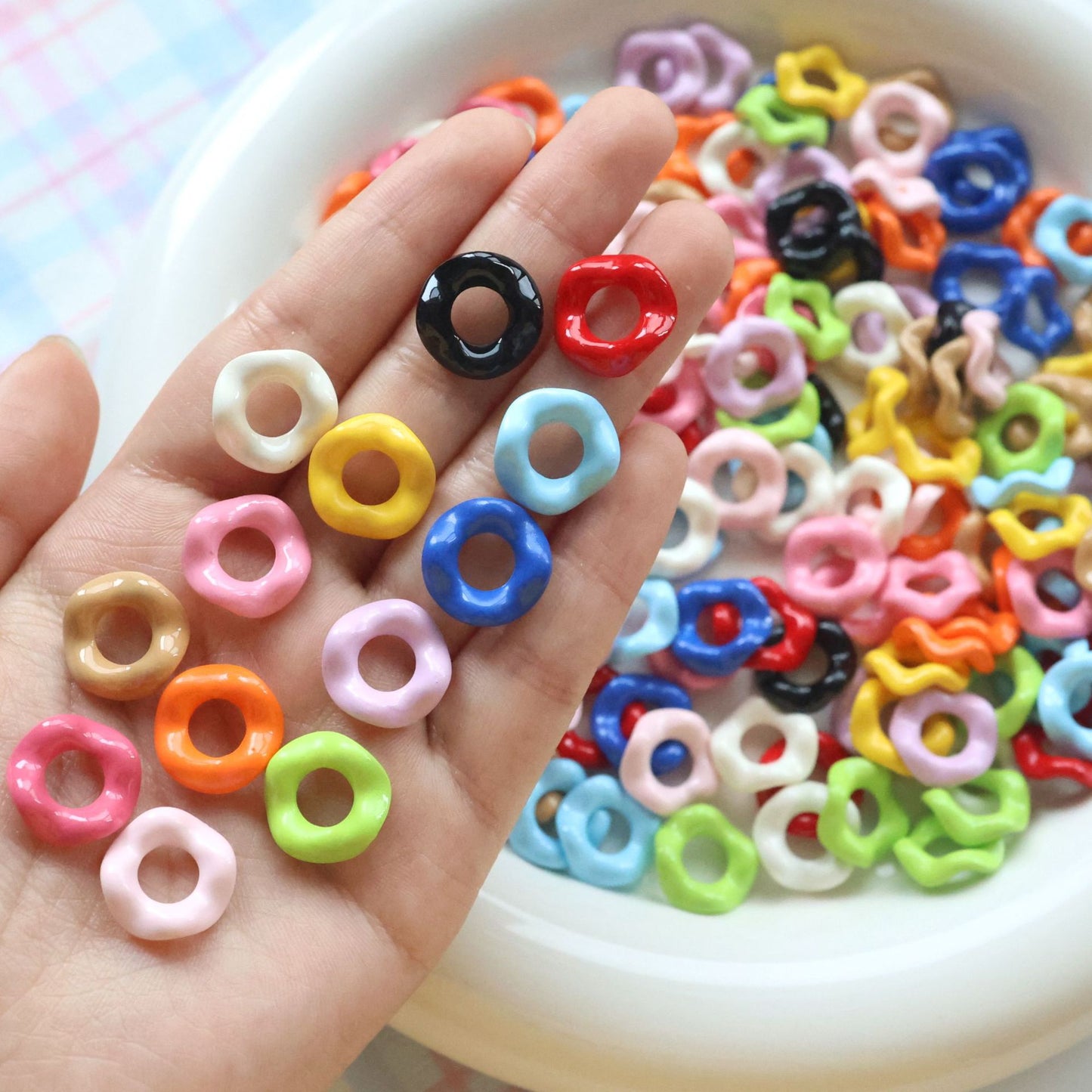 16Mm Paint Colors Stacked Music Lace Large Hole Wavy Skirt DIY Beaded Mobile Phone Chain Bag Pendant Material Accessories
