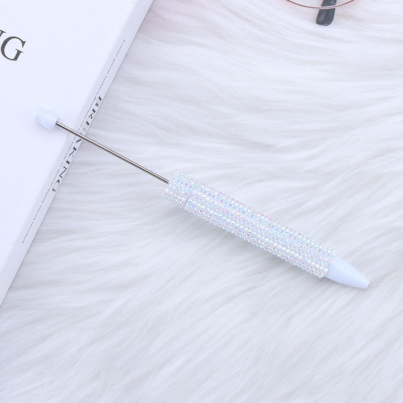 Cross-border long diamond-encrusted beaded pen DIY sticker full diamond beaded ballpoint pen creative cute girl heart gift pen
