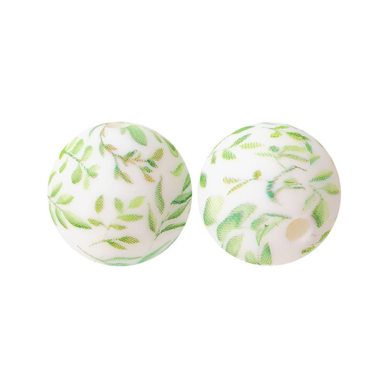 15mm Silicone Beads Water Transfer Beads DIY Jewelry Bead Pen Loose Beads Wholesale #201-250