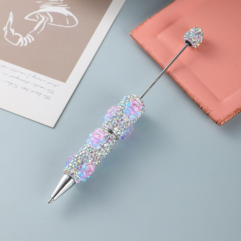 Cross-border Amazon temu hot-selling diamond-encrusted beaded ballpoint pen gift pen personalized creative signature pen