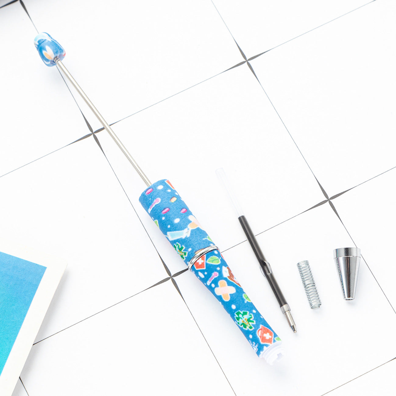 Creative DIY plastic bead pen new nurse section series beaded ballpoint pen spot wholesale printing bead pen