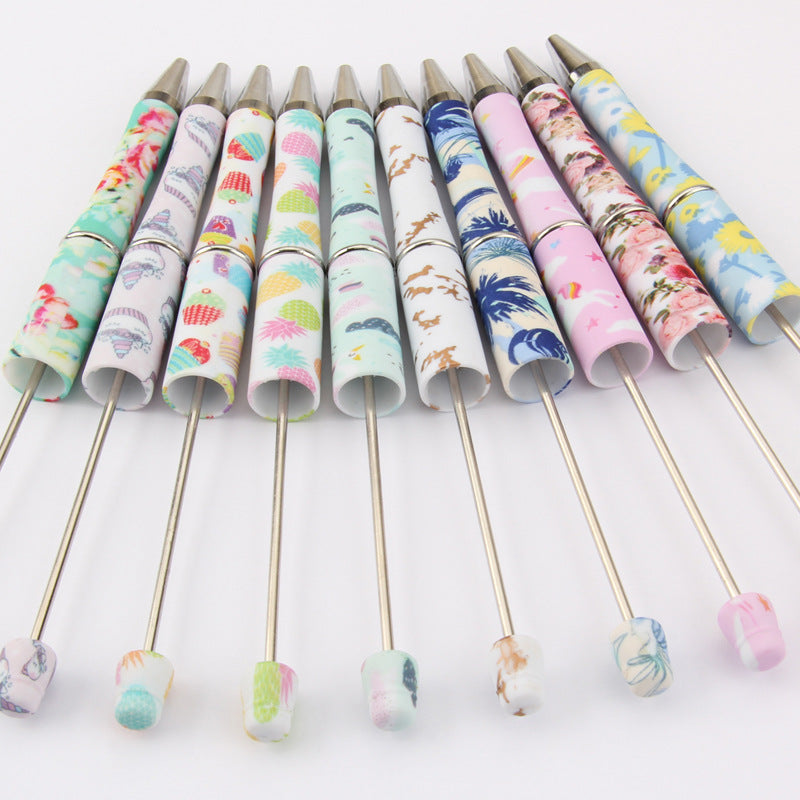 DIY bead pen printing pattern creative plastic beading puzzle leopard print floral cow tiger pattern bead pen wholesale