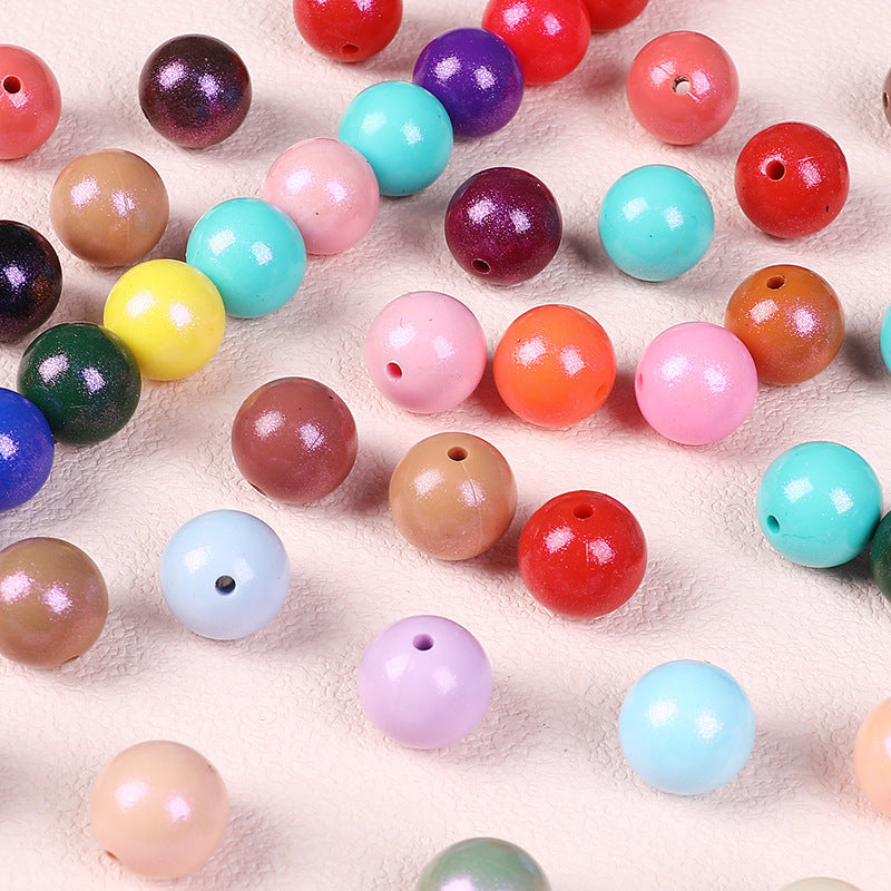15Mm Chameleon Round Beads Silicone Loose Beads Children's DIY Beaded Bracelet Necklace Oil Spray Mist Color Silicone Bead Accessories Random Mix