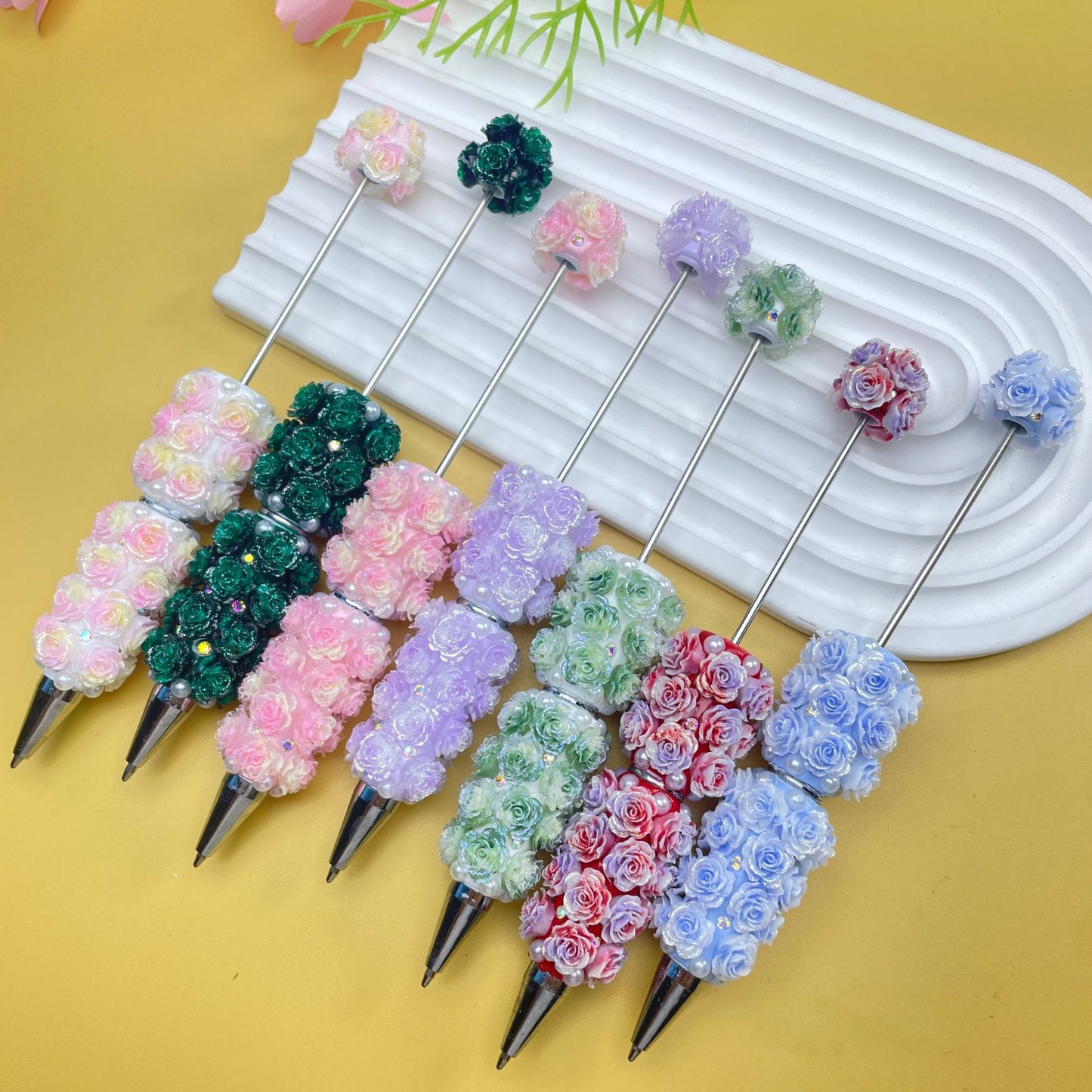 Rose pen new DIY full diamond full pearl bead pen hand sticker pearl bead ballpoint pen multi-color