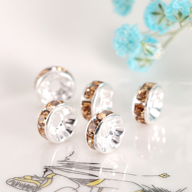 12Mm Hand-drilled Ring Spacer Beads, Colored Bracelet with Diamond Spacer Wheel Ring DIY Jewelry Accessories