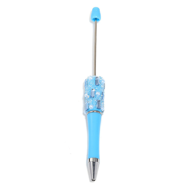 Heavy Industry DIY Shiny Square Diamond Rhinestone Gypsy Sugar Pattern Multi-color Beaded Rotary Ballpoint Pen