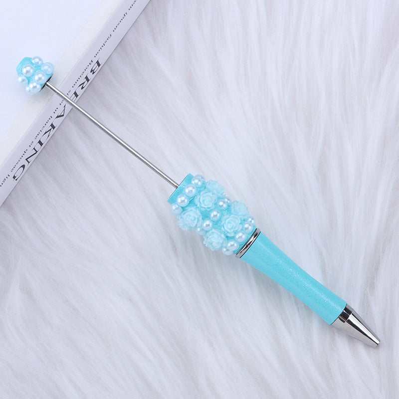 DIY new heavy industry bead pen, flower pearl bead pen, handmade patch pen cap with drill swirling gift pen
