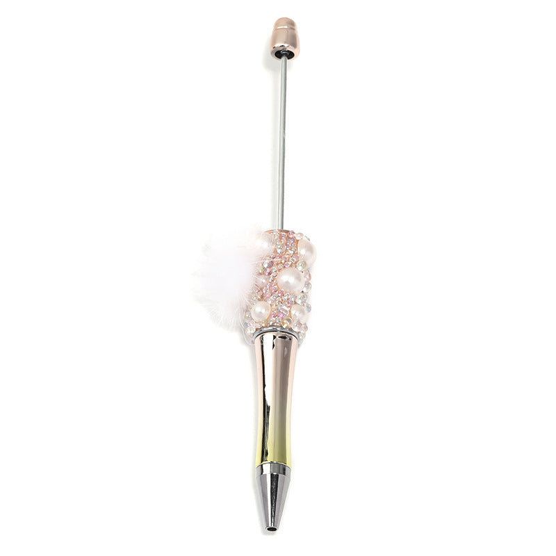 Soft cute pearl hairball DIY bead pen colorful bubble beads rotating ballpoint pen girl heart hand account gift pen