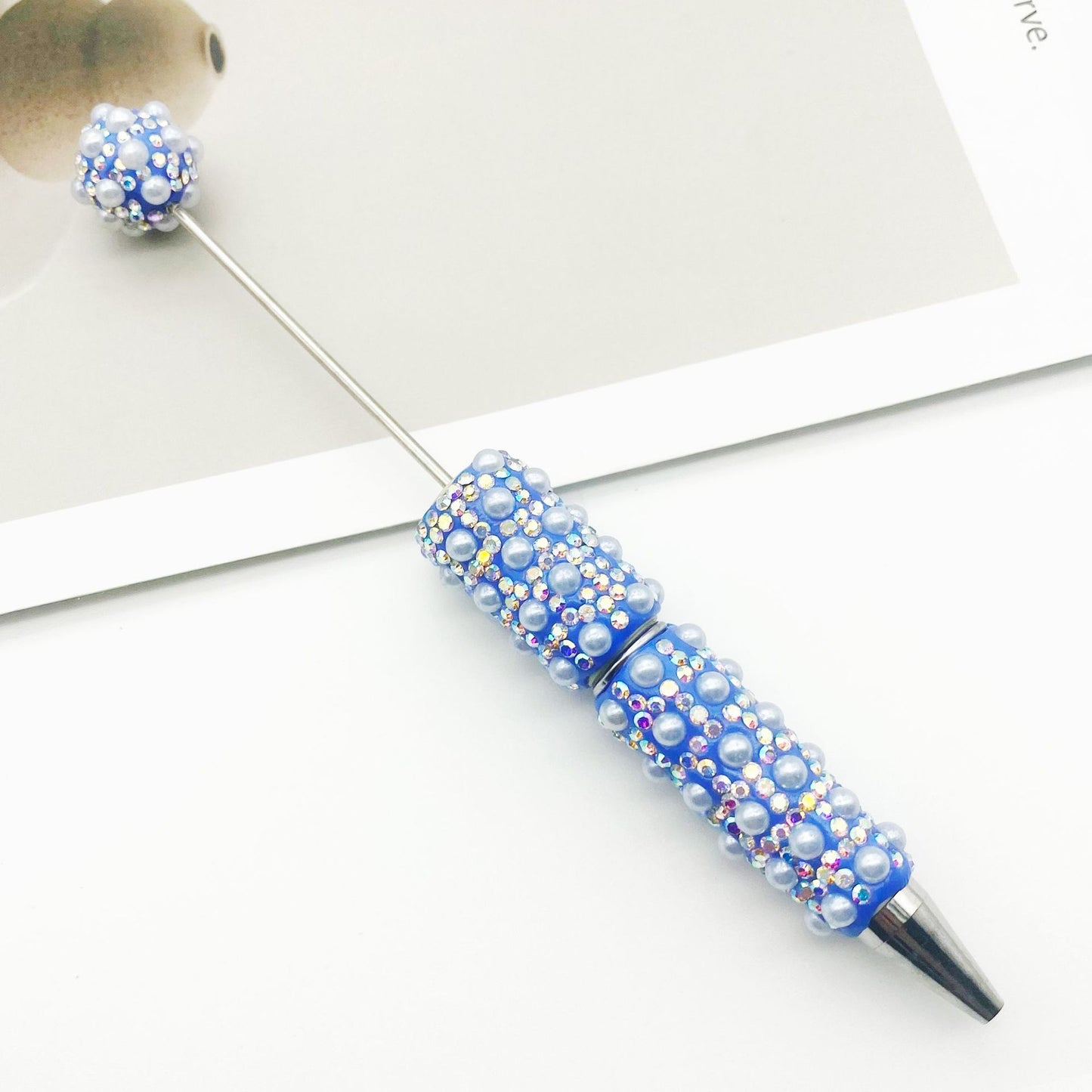 Cross-border heavy industry full of pearl bead pens, creative gradual change wearing beads DIY ballpoint pen gifts Colorful pearl pens