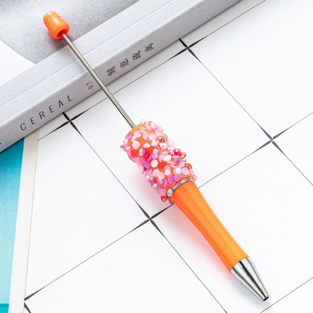 DIY multi-color broken diamond bead pen creative hand-affixed crystal plastic pen cute girl heart advertising gift pen