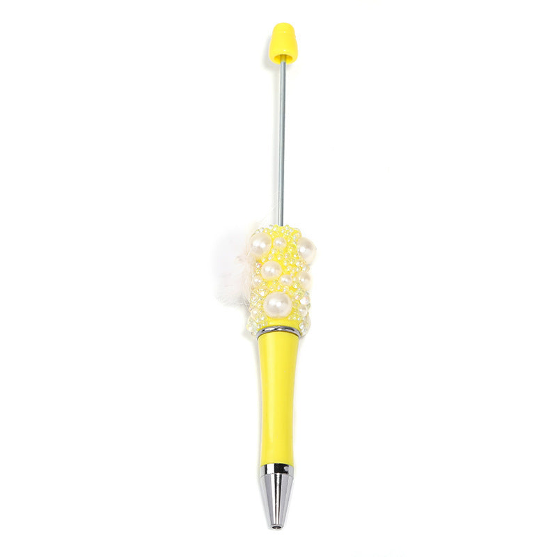 Soft cute pearl hairball DIY bead pen colorful bubble beads rotating ballpoint pen girl heart hand account gift pen