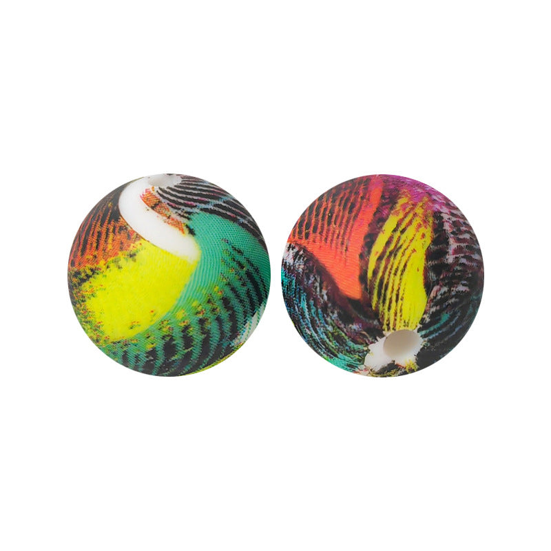 15mm Silicone Beads Water Transfer Beads DIY Jewelry Bead Pen Loose Beads Wholesale #251-285