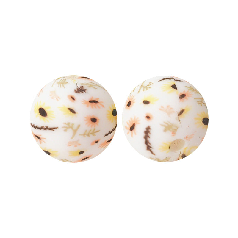 15mm Silicone Beads Water Transfer Beads DIY Jewelry Bead Pen Loose Beads Wholesale #201-250