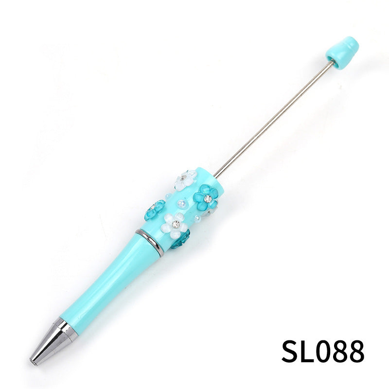 Heavy Industry DIY diamond-encrusted five-petaled flower bead pen multi-color rotating ballpoint pen spot wholesale support mixed batch