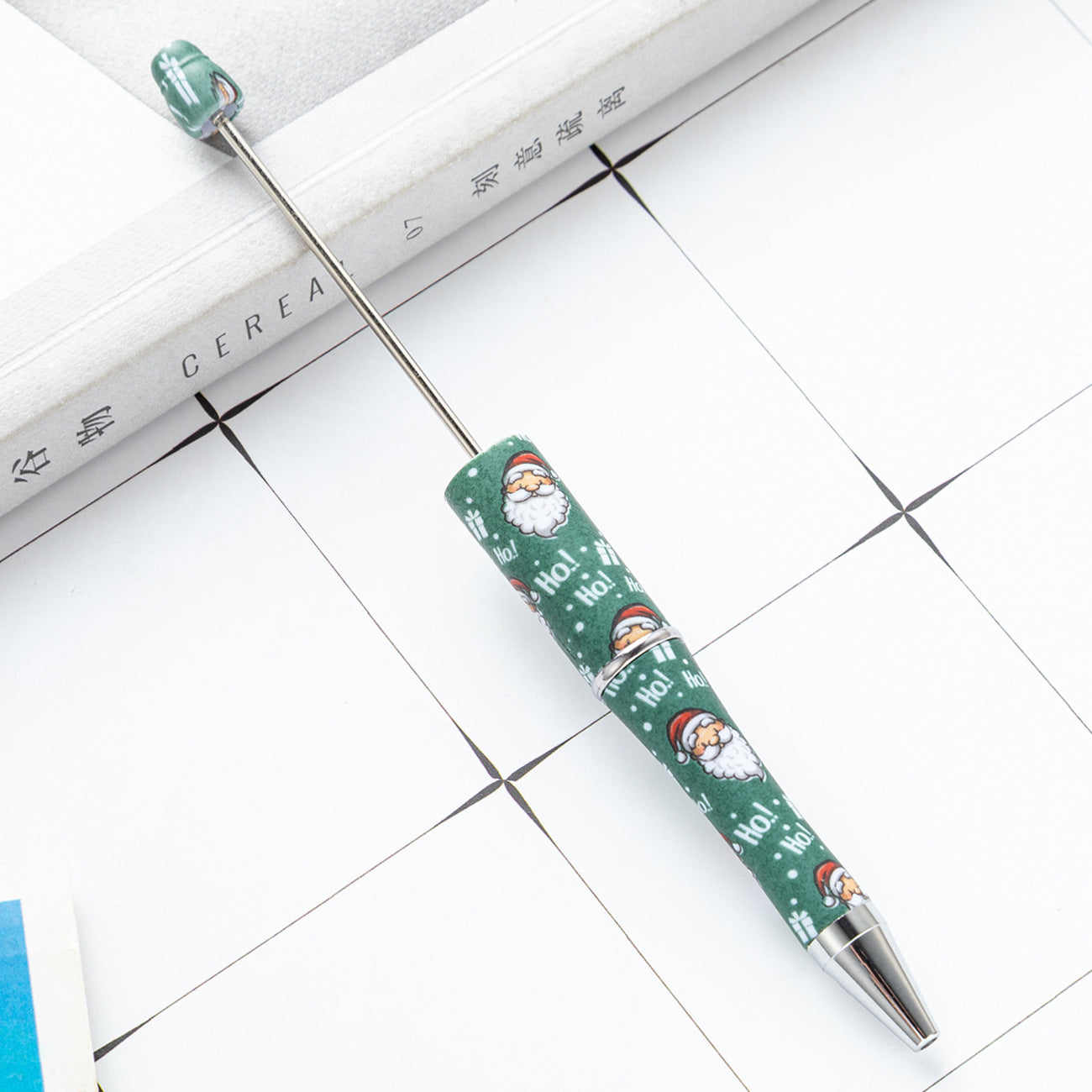 Green Christmas Tree Gingerbread and Lovely Red Color Christmas Santa Printed Beadable Pens