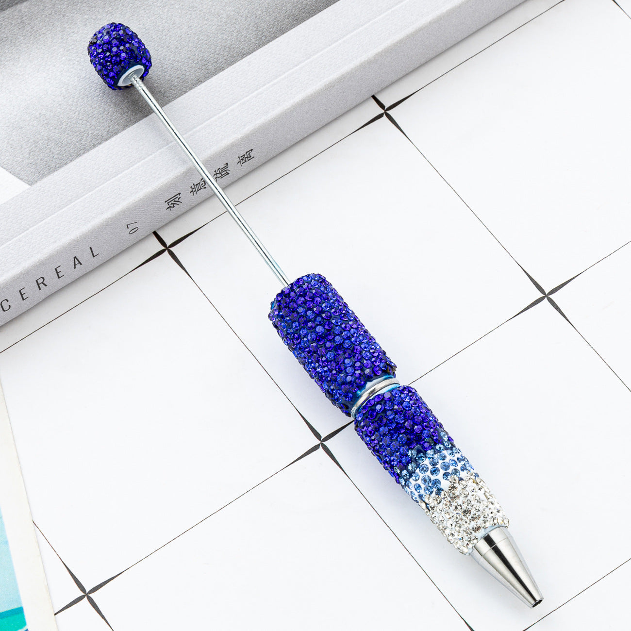 New DIY gradual change bead pen multi-color full diamond plastic beaded ballpoint pen manual diamond bead pen wholesale