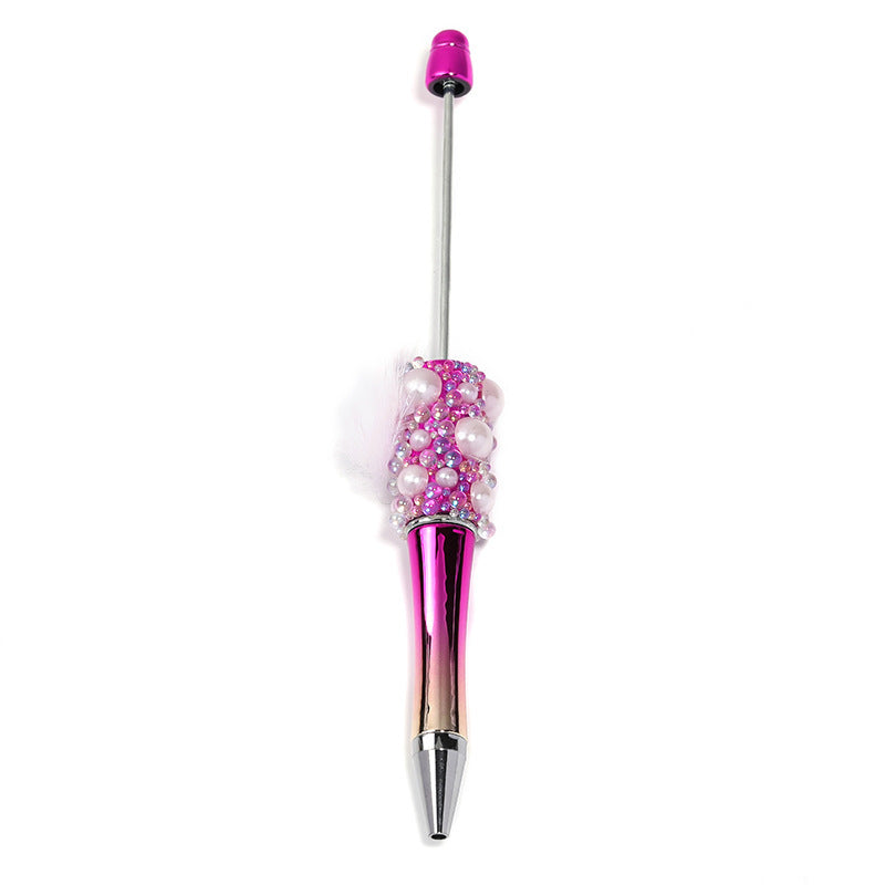 Soft cute pearl hairball DIY bead pen colorful bubble beads rotating ballpoint pen girl heart hand account gift pen