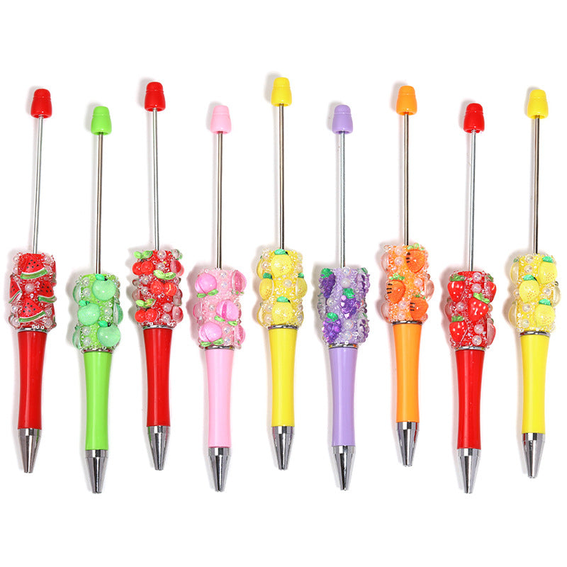 Wholesale Korean ins style high value bead pen handmade DIY creative fruit cute grain heavy industry bead pen