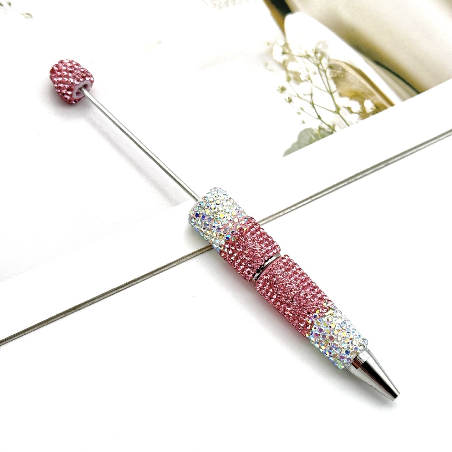 DIY's new gradual change full diamond pen, pure handmade diamond beaded pen cute creative gradual change rhinestone beaded ballpoint pen