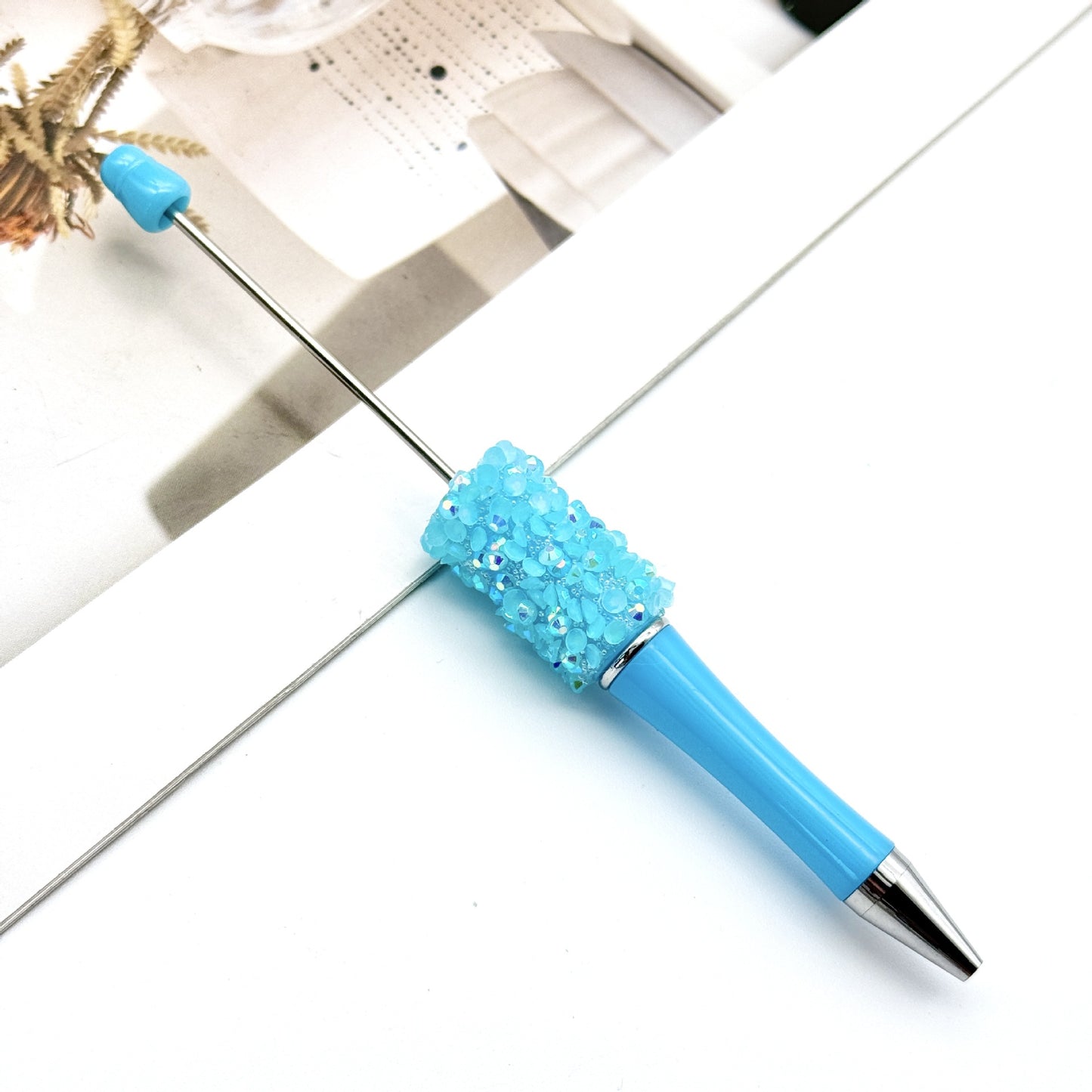 New DIY petal sequined bead pen, Macaron multi-color bead-piercing ballpoint pen cross-border sprouting pen manufacturers wholesale