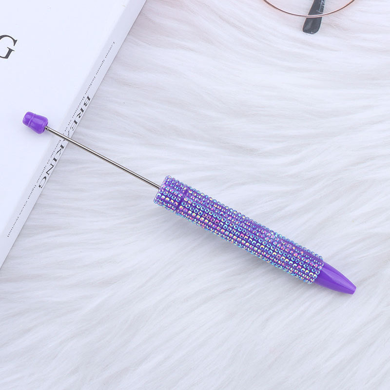 Cross-border long diamond-encrusted beaded pen DIY sticker full diamond beaded ballpoint pen creative cute girl heart gift pen