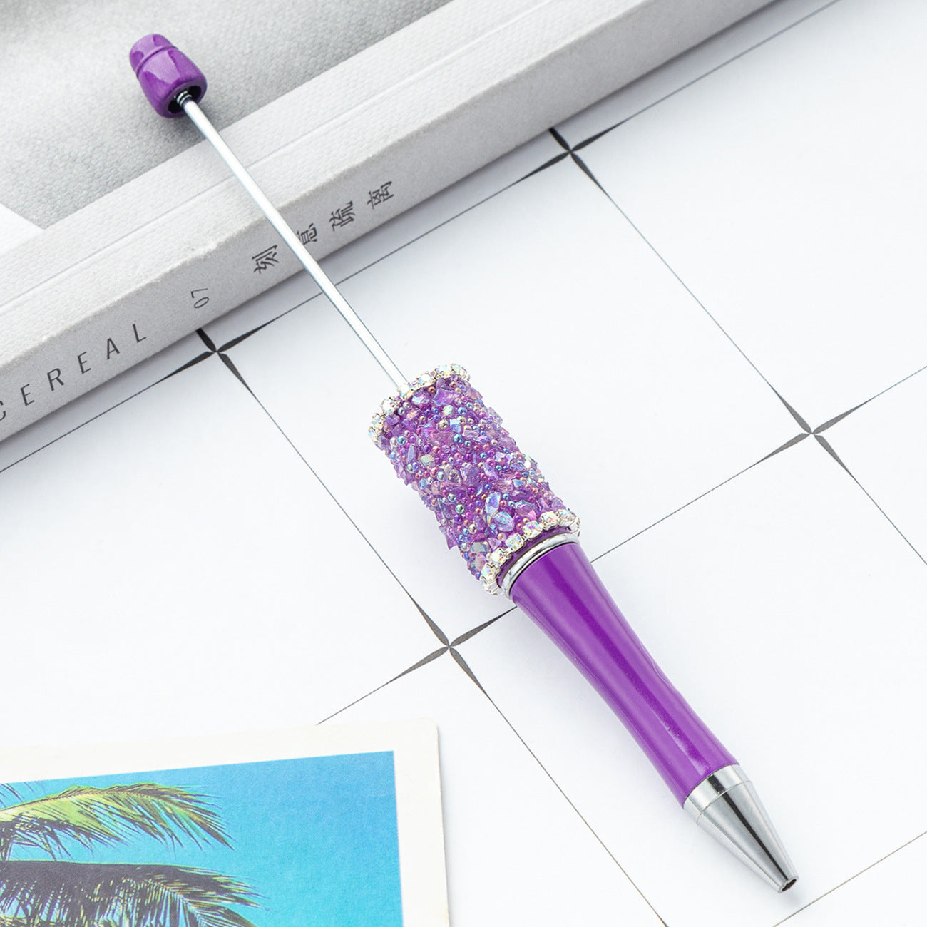 DIY crystal gravel bead pen wholesale creative exquisite cute girl heart plastic pen multi-color spinning ballpoint pen