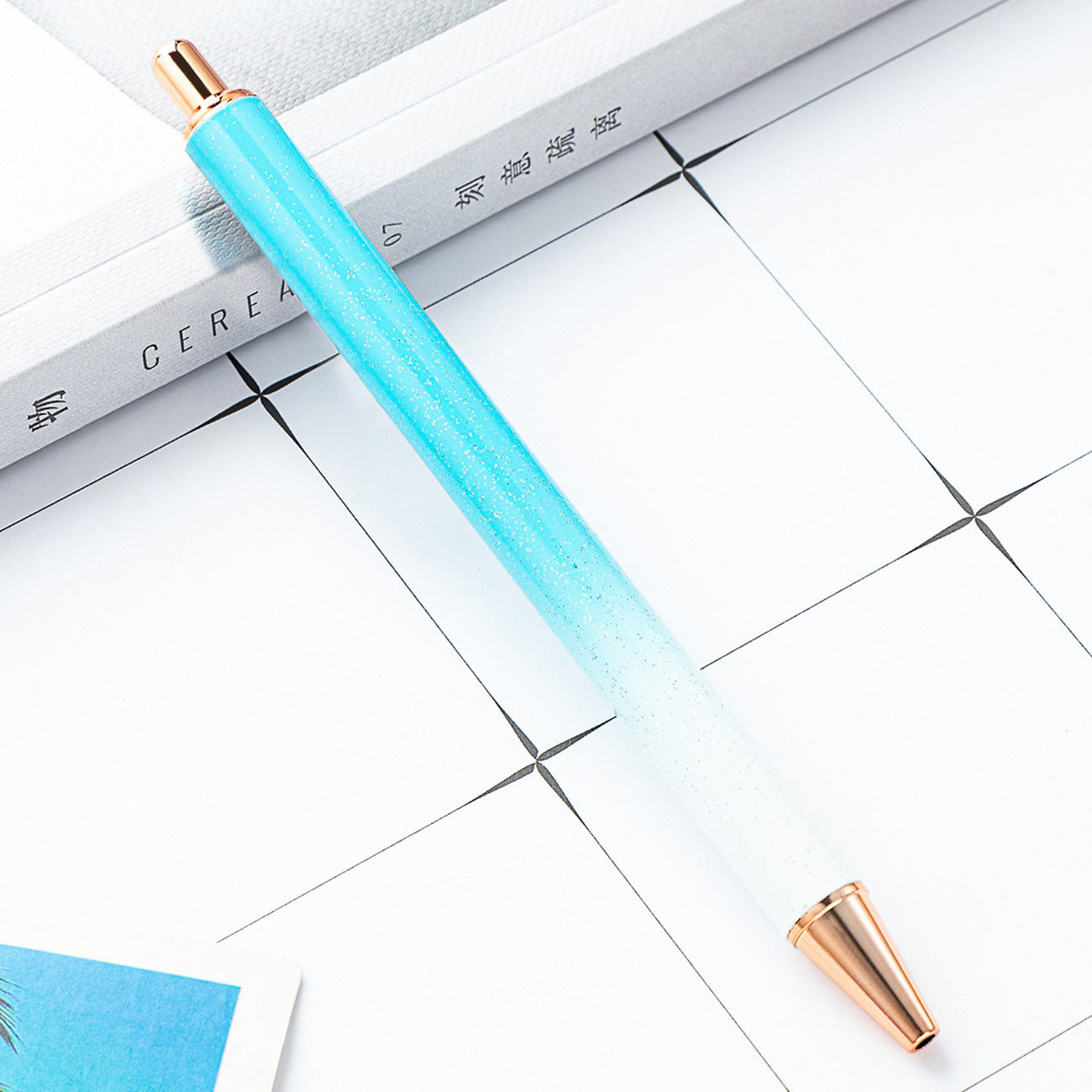 High-value metal press ballpoint pen, new creative glitter, metal stationery pen for students, spot press pen