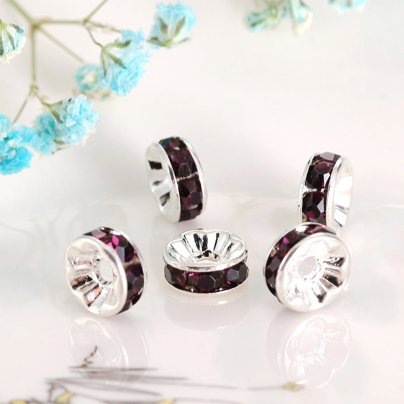 12Mm Hand-drilled Ring Spacer Beads, Colored Bracelet with Diamond Spacer Wheel Ring DIY Jewelry Accessories