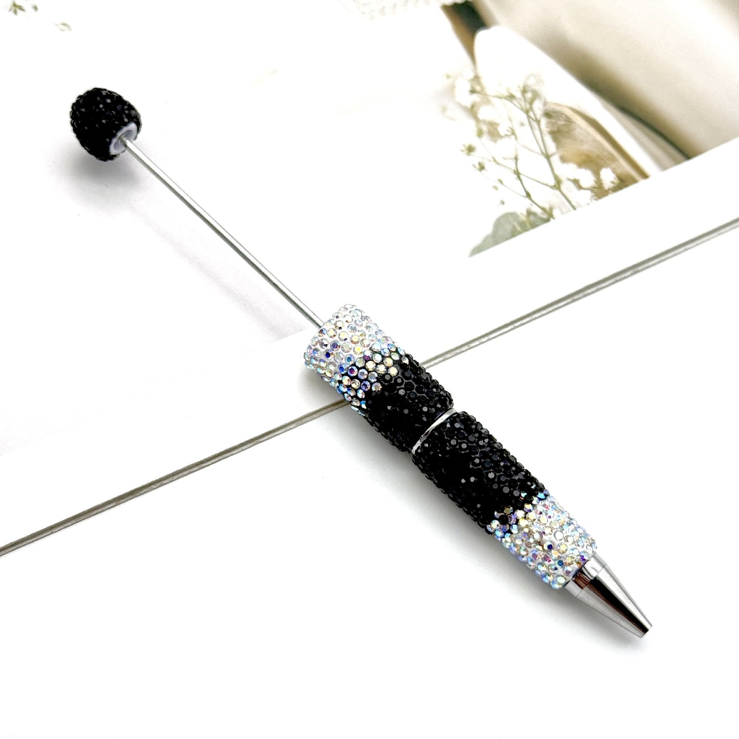 DIY's new gradual change full diamond pen, pure handmade diamond beaded pen cute creative gradual change rhinestone beaded ballpoint pen