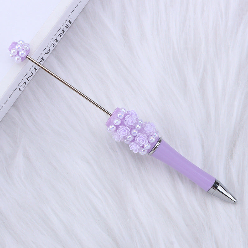 DIY new heavy industry bead pen, flower pearl bead pen, handmade patch pen cap with drill swirling gift pen