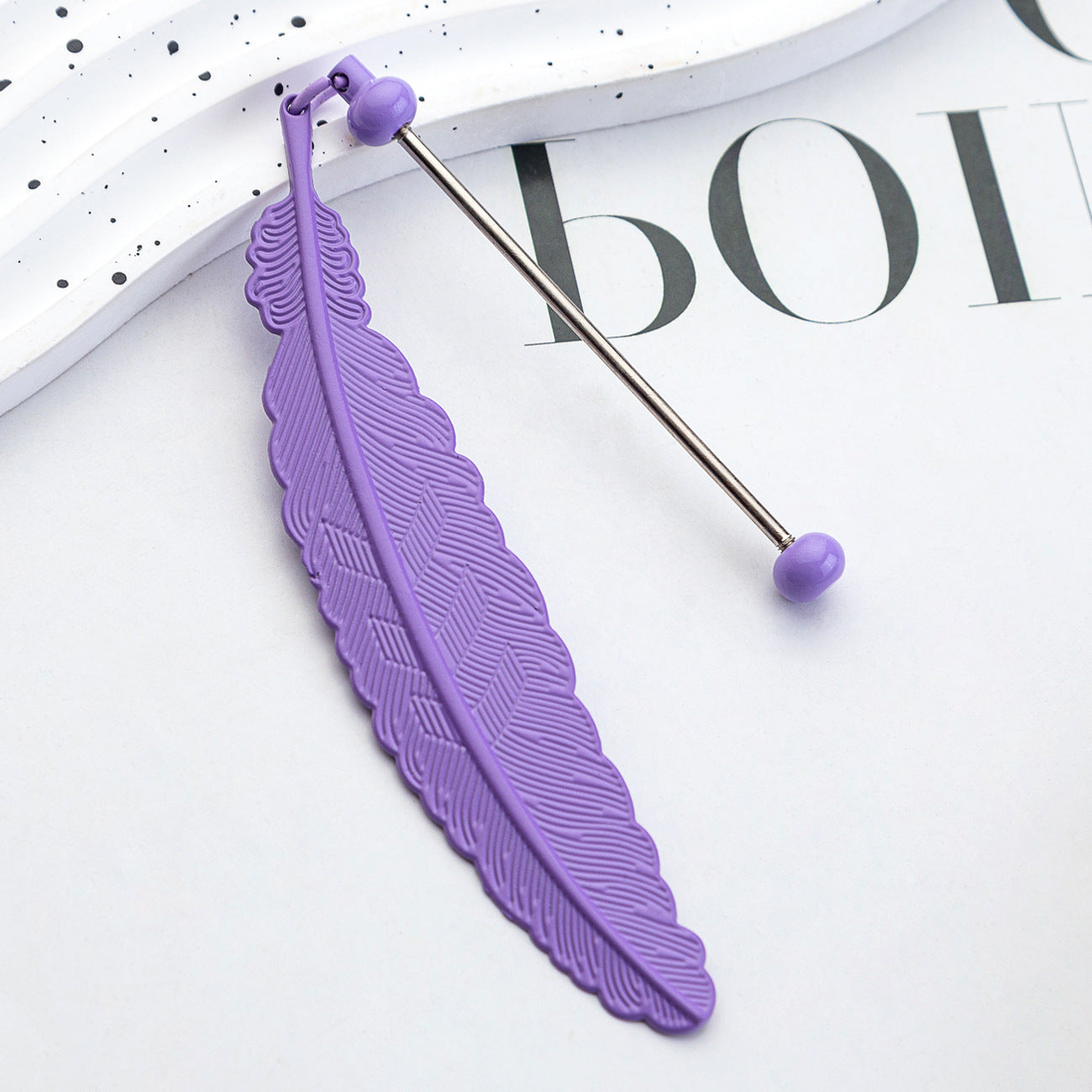 Spot metal feather bookmark creative DIY beaded bookmark pendant children's reward small gift mark book page folder