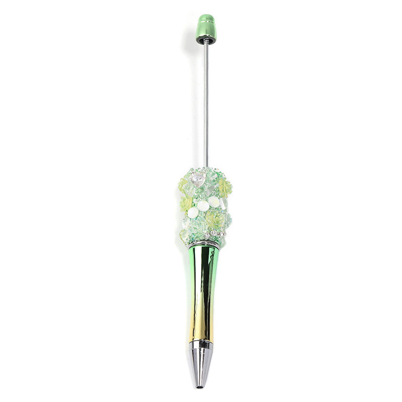 Cross-border rose bead pen wholesale creative DIY plastic beaded ballpoint pen hand sticker diamond bead pen