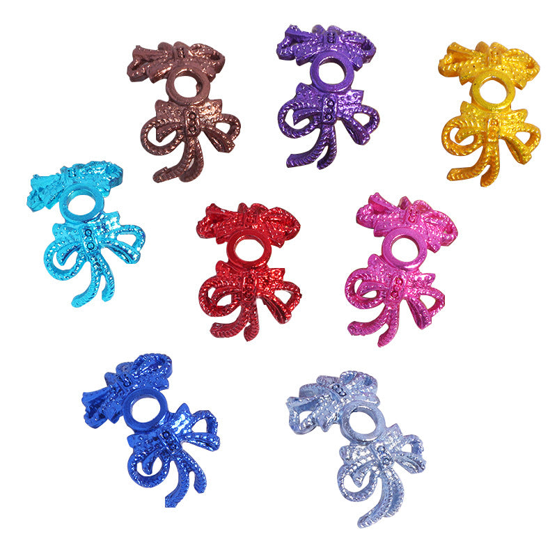 Large Micro-inlaid Zircon Flower Tray Hollow Double Bow DIY Bracelet Necklace Bead Spacer Crystal Beaded Jewelry Accessories
