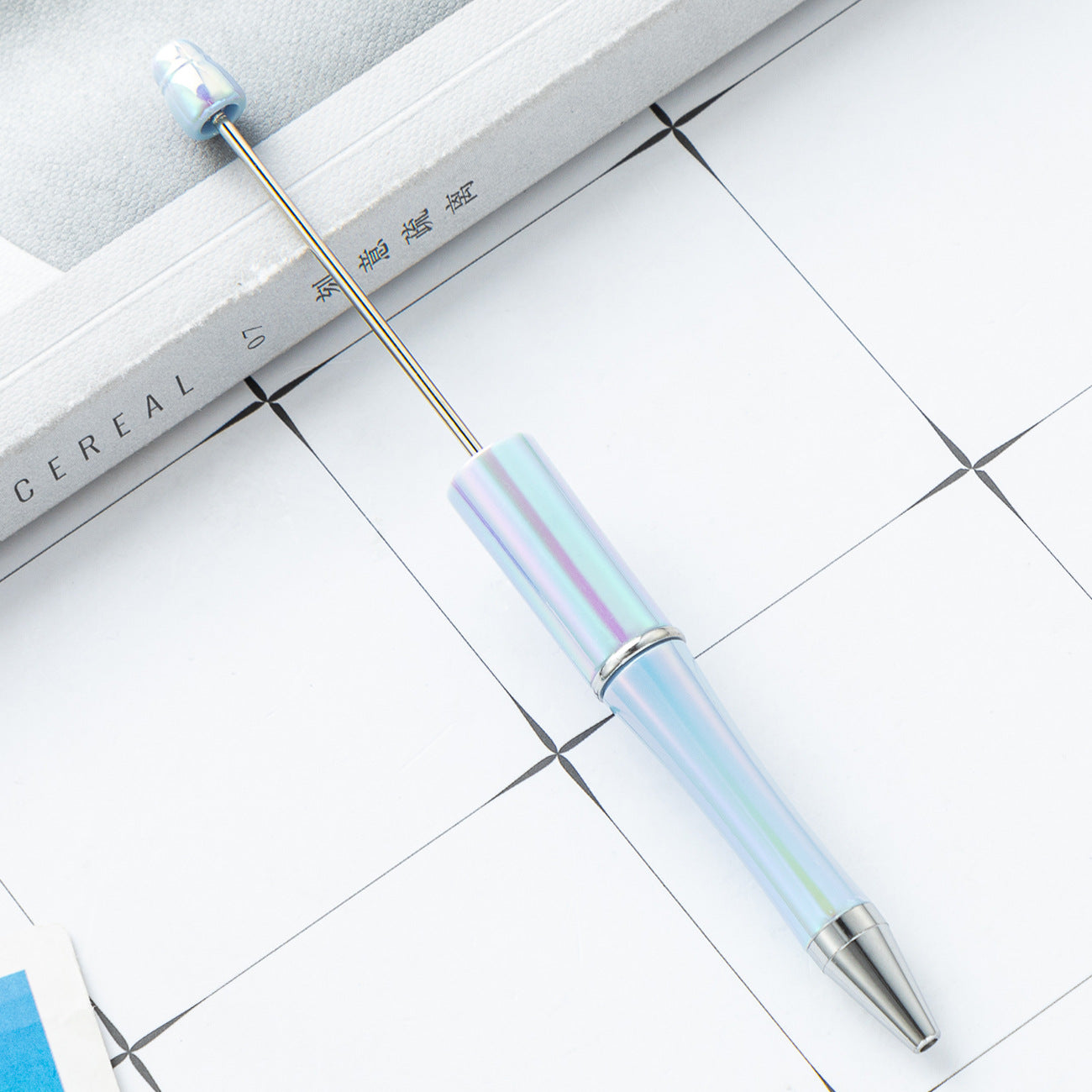 Cross-border plastic bead pen wholesale student creative handmade DIY ballpoint pen new UV gradual change bead pen wholesale