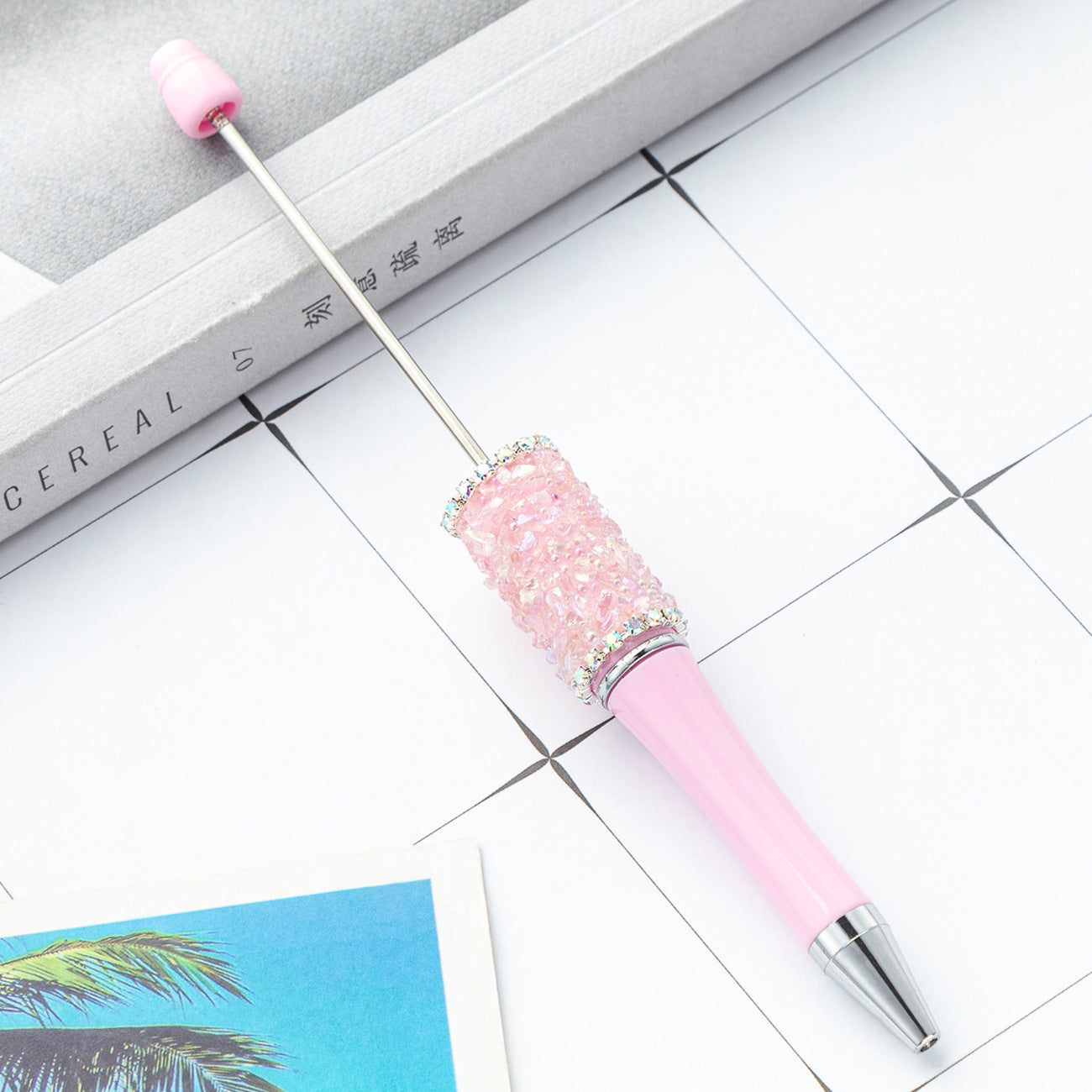DIY crystal gravel bead pen wholesale creative exquisite cute girl heart plastic pen multi-color spinning ballpoint pen