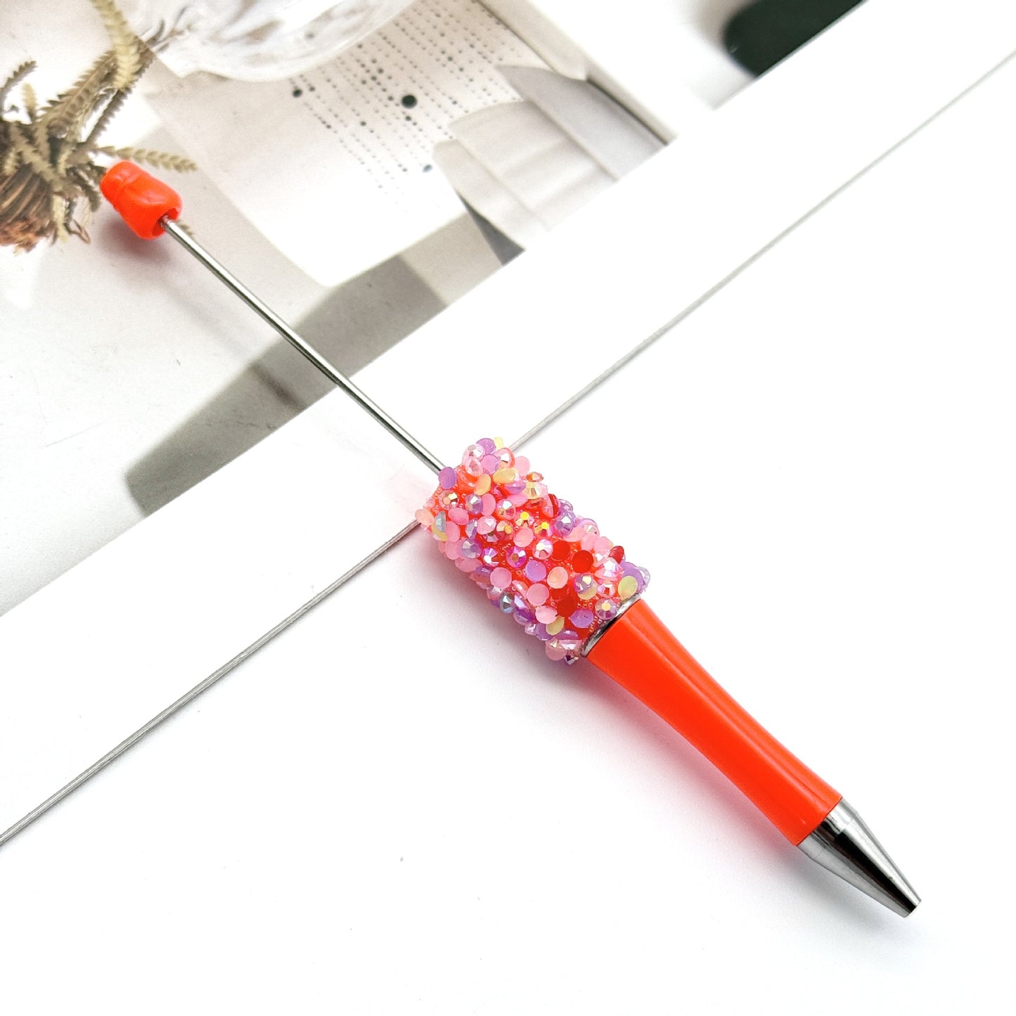 New DIY petal sequined bead pen, Macaron multi-color bead-piercing ballpoint pen cross-border sprouting pen manufacturers wholesale